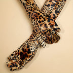 Gants longs femme imprimé léopard multicolore