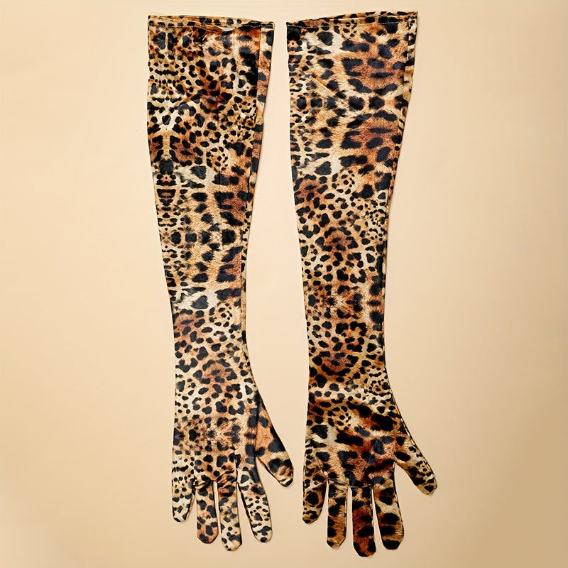 Gants longs femme imprimé léopard, vue de la paume