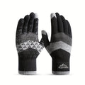 Gants homme noir et gris, motif tissé, vue de dos et paume