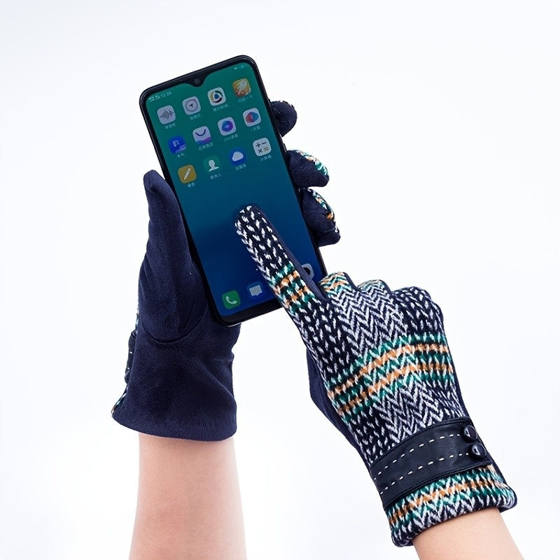 Gant tricot chevrons, utilisation d'un smartphone