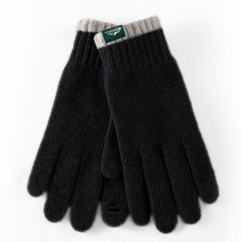 Gant femme noir en laine, coupe-vent et tactile