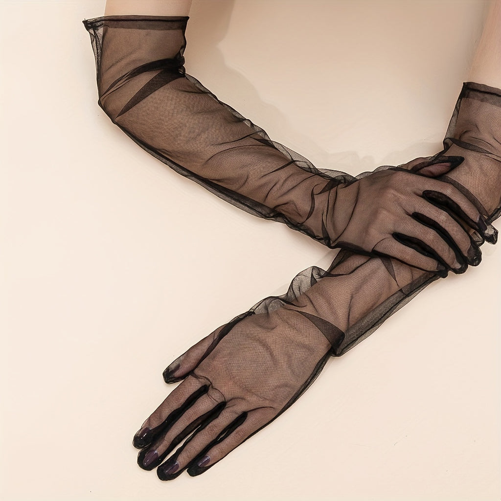 Gants longs femme transparents, vue de la paume