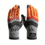 Gants homme orange, gris et rouge, vue de dos et paume