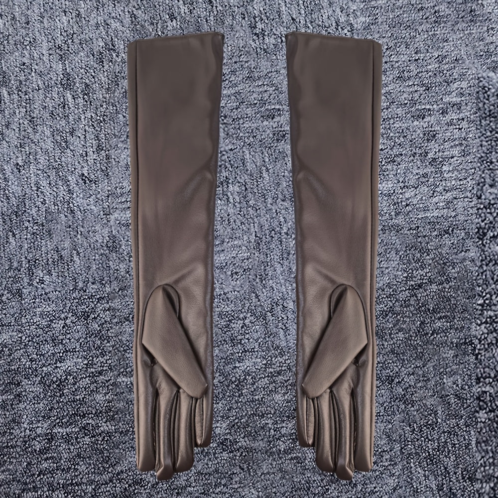 Gants longs femme effet cuir, vue générale