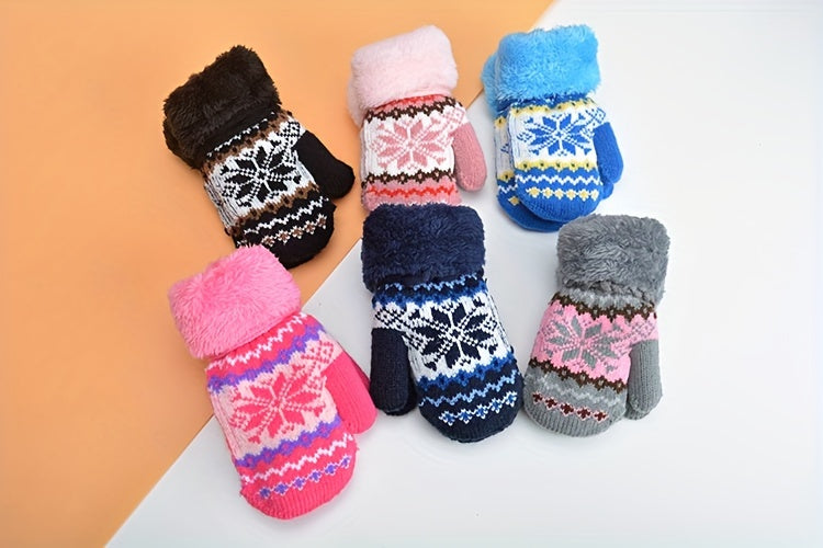 Gants enfant motif floral, double couche