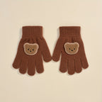 Gants enfant coloris brun, tricot extensible