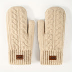 Gants moufle femme, détail du poignet côtelé