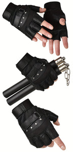 Gants demi-doigts cuir, vue détail