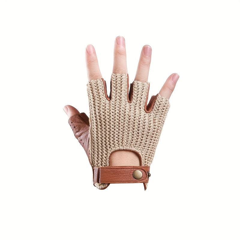 Gants demi-doigts chameau
