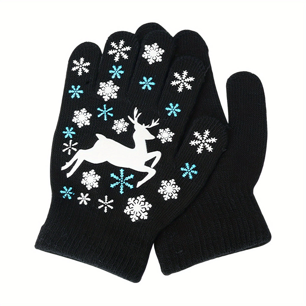 Gants enfant coloris noir, tricot extensible