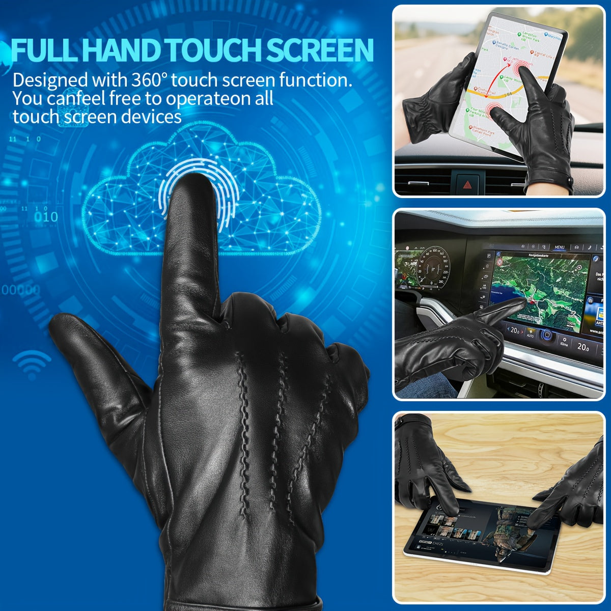 Gants homme cuir, vue détail
