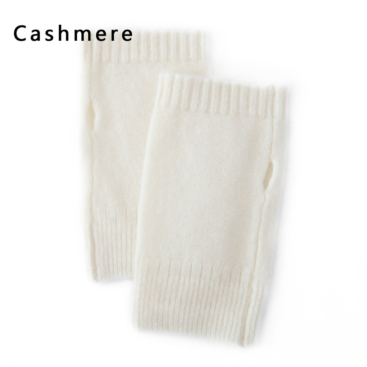 Mitaine femme blanche en laine et cachemire, vue de face