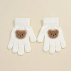 Gants enfant coloris blanc, tricot extensible