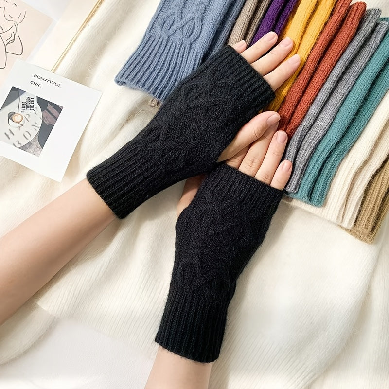Mitaine femme tricot noir, vue de face