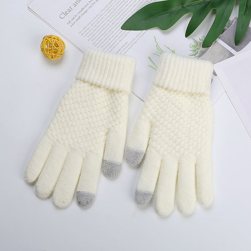 Gant homme blanc en laine et cachemire, tactile