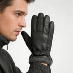Gant homme en cuir de mouton, porté en extérieur