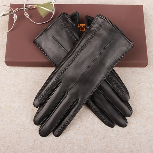 Gants cuir femme épais, couture tressée visible