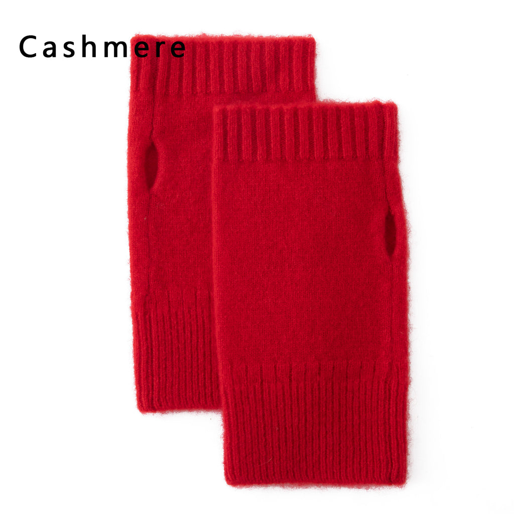 Mitaine femme rouge en laine et cachemire, vue de face
