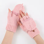 Mitaines femme convertibles, portées en paire