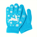 Gants enfant coloris bleu, tricot extensible