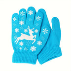 Gants enfant coloris bleu, tricot extensible
