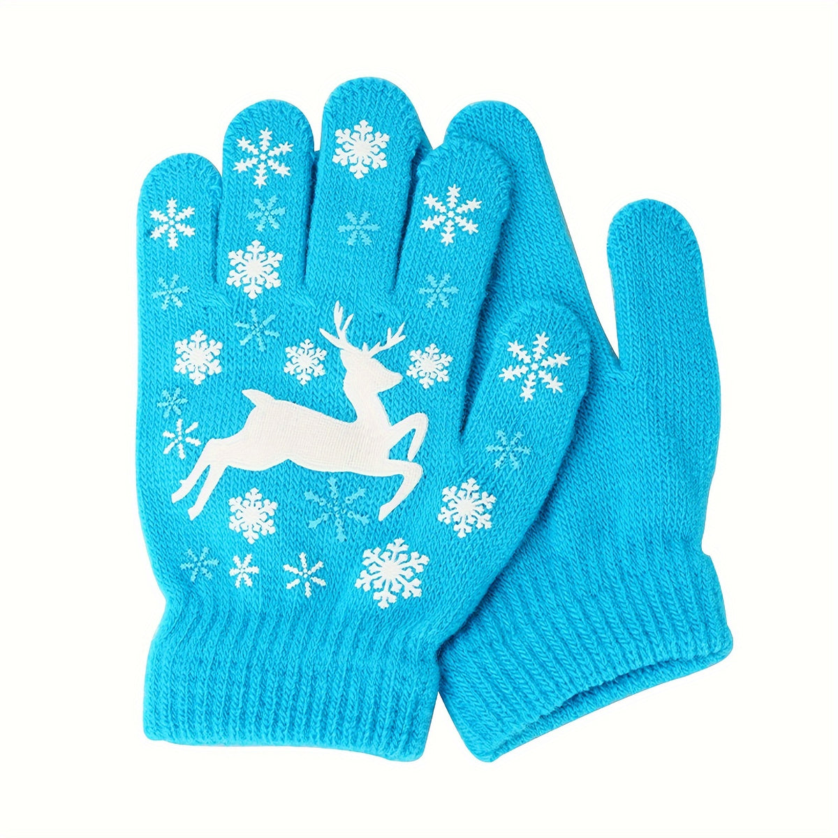 Gants enfant coloris bleu, tricot extensible