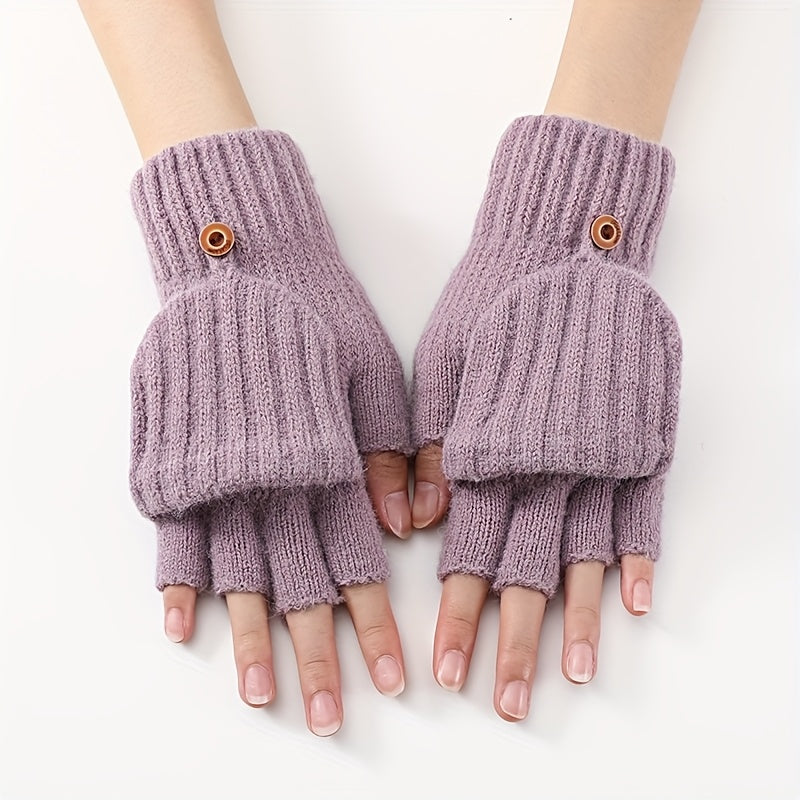 Mitaine femme convertible violette, vue de face