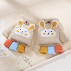 Gants enfant coloris beige, motif lapin et cœur