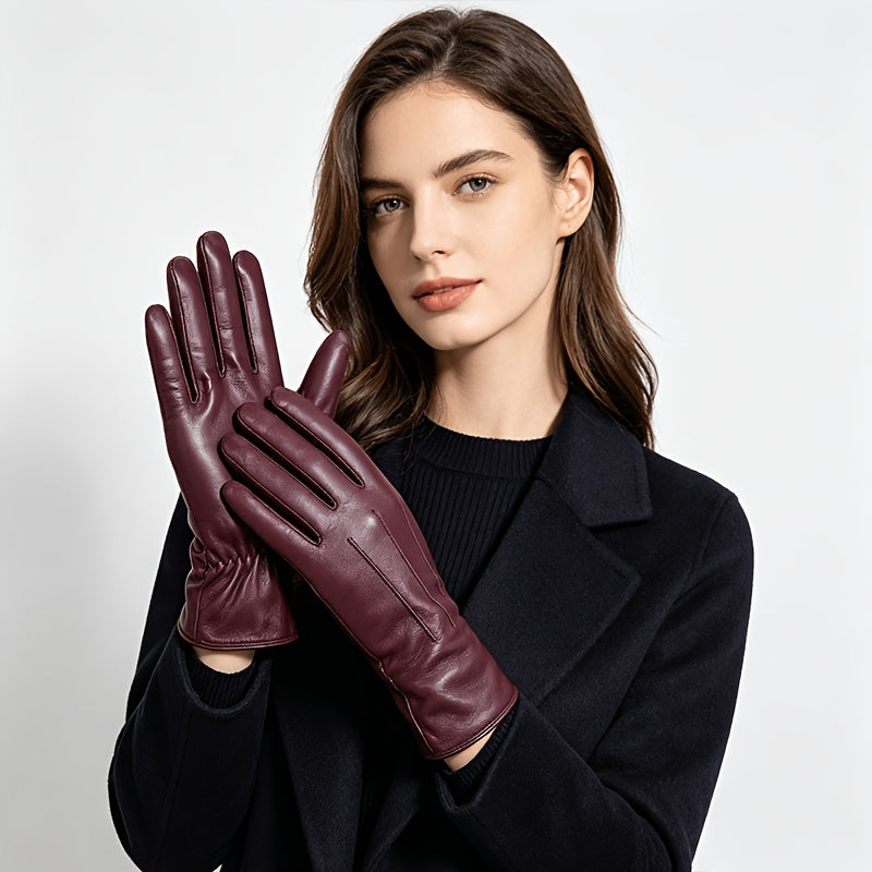 Gants femme vin rouge, gros plan sur la couture de la main