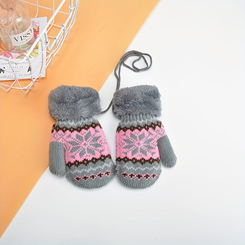 Gants enfant coloris gris, motif floral