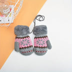 Gants enfant coloris gris, motif floral