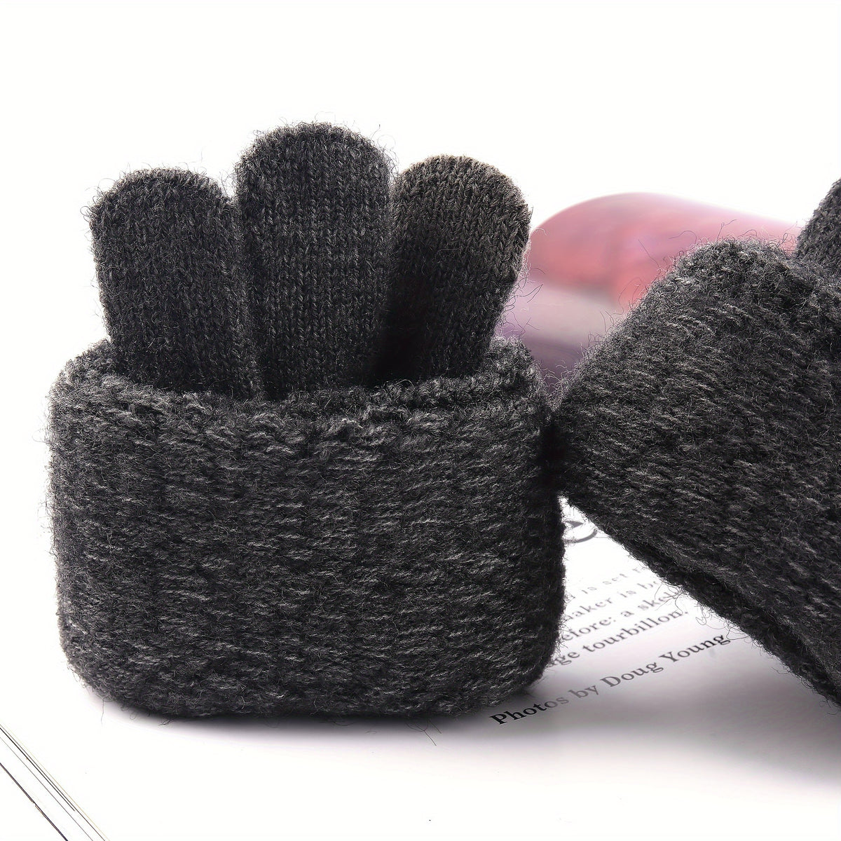 Gants tricot, vue détail