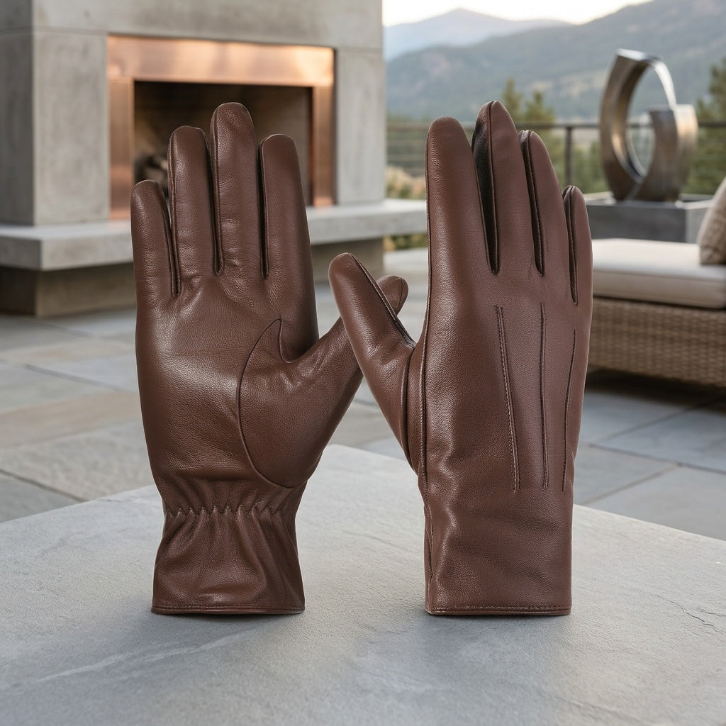 Gants cuir femme, vue rapprochée des surpiqûres