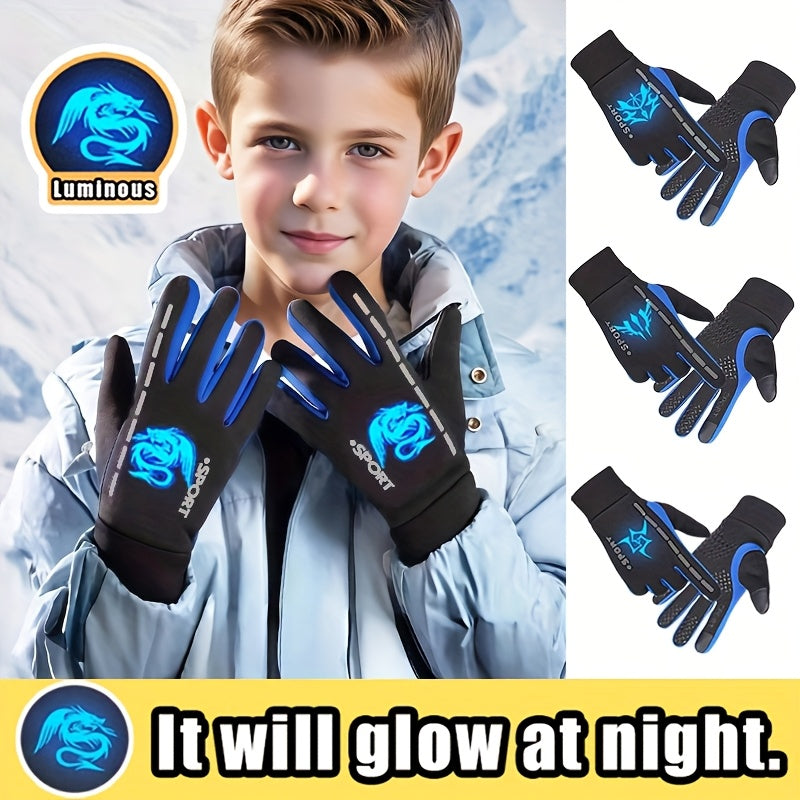 Gants enfant phosphorescents, vue de nuit