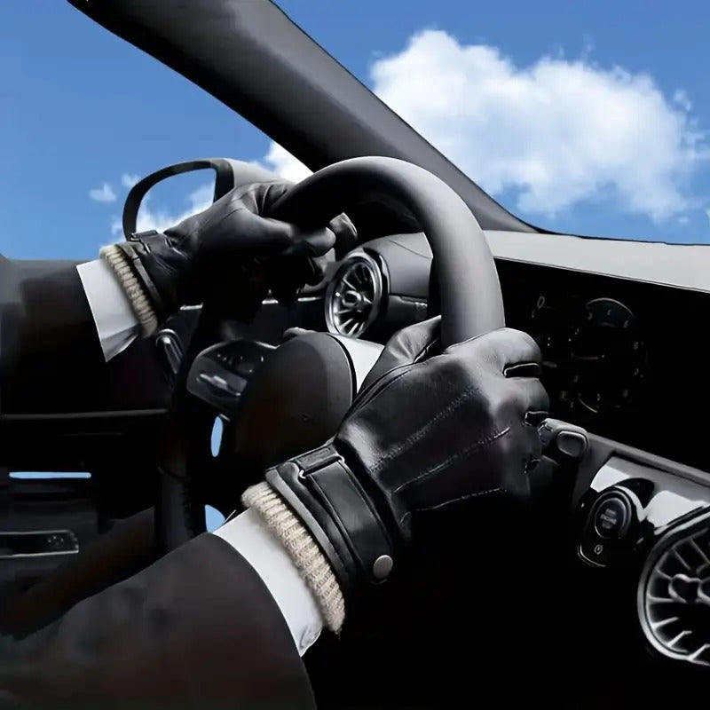 Gants homme en cuir de mouton, poignet réglable