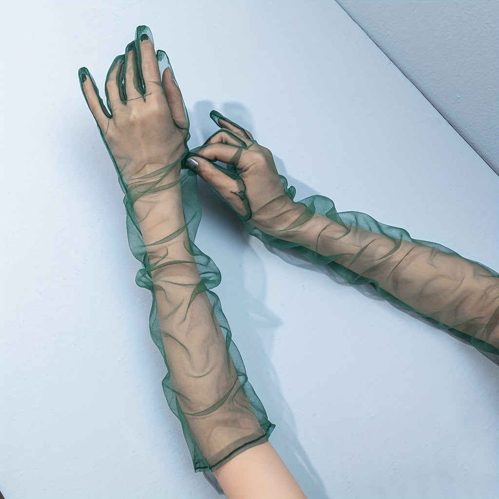 Gants longs femme transparents, présentation des coloris