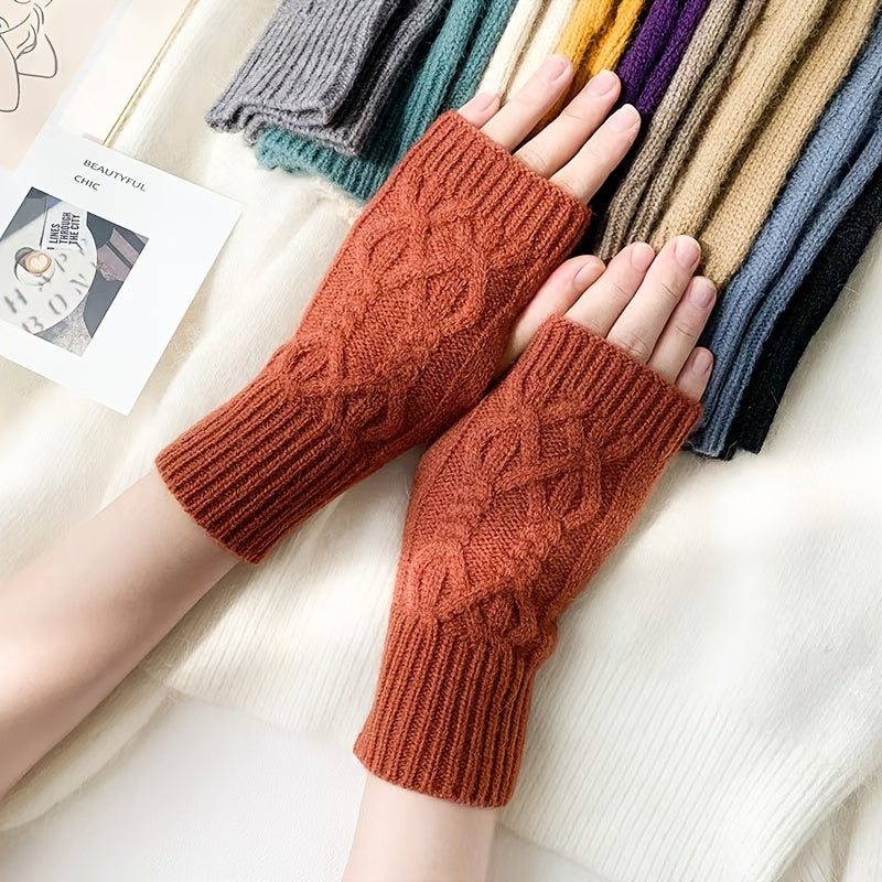 Mitaine femme tricot brun, vue de face
