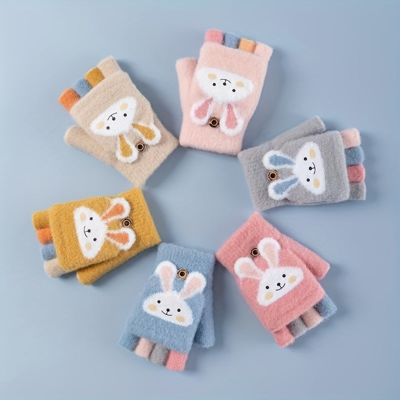Gants enfant motif lapin et cœur, vue détail