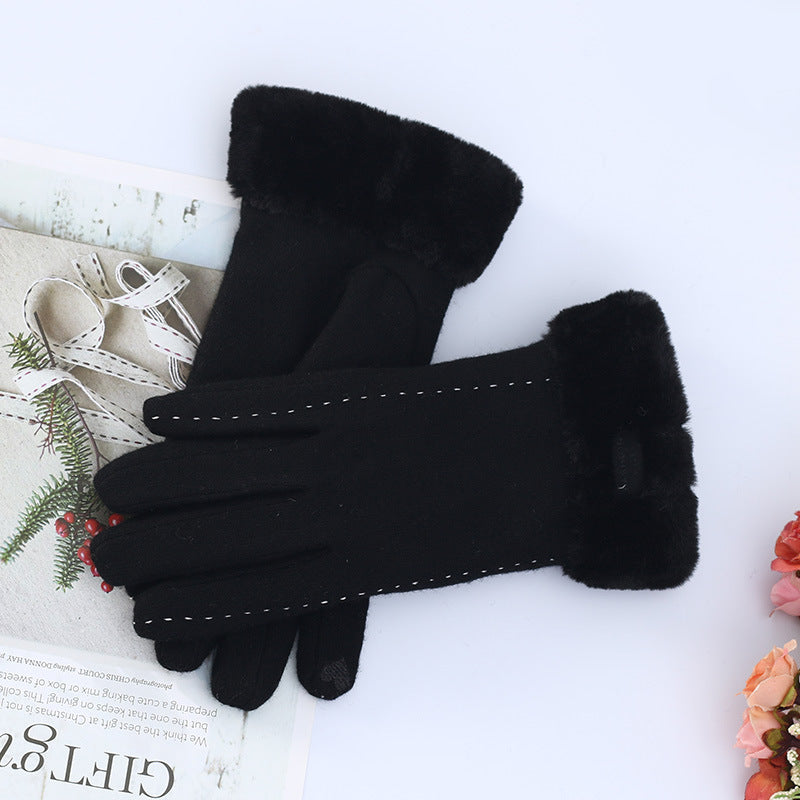 Gants en laine noir, vue portée