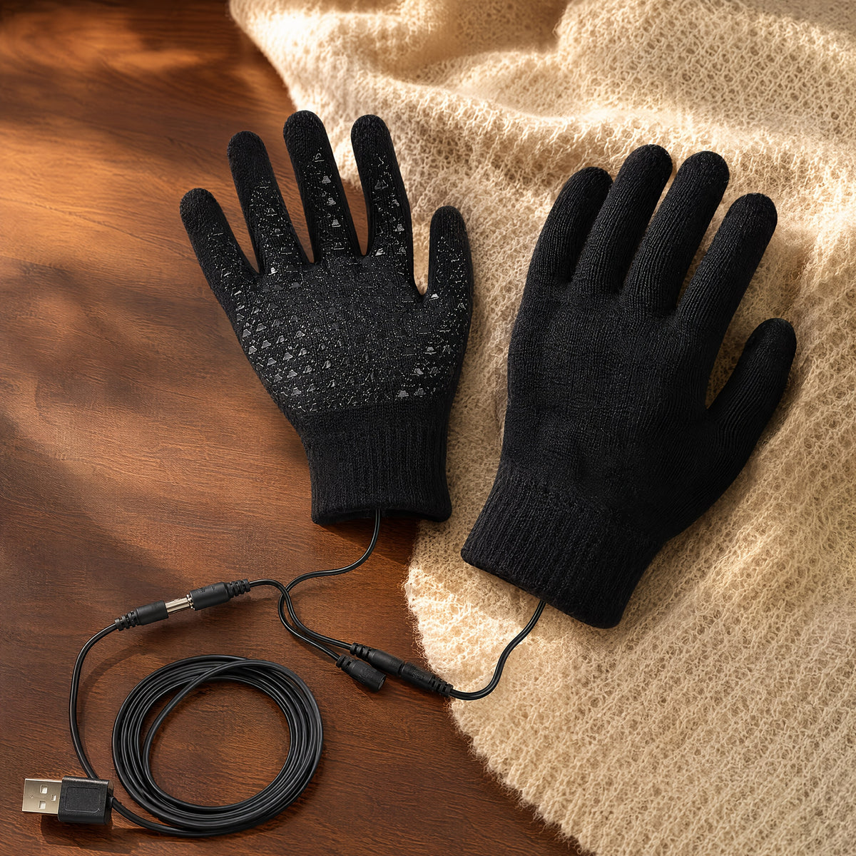 Gants chauffants gris