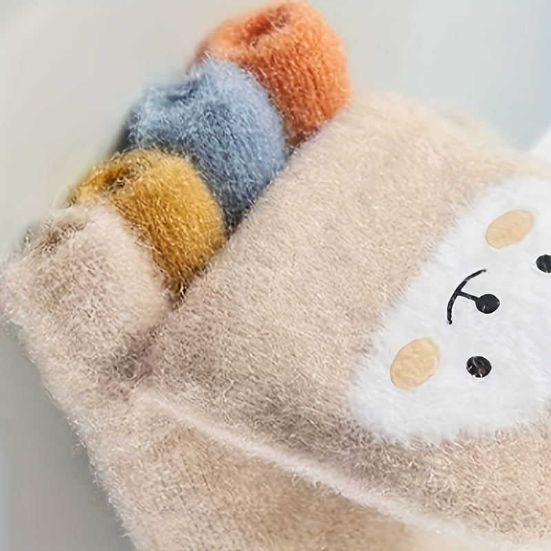 Gants enfant motif lapin et cœur, vue détail