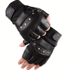 Gants demi-doigts cuir, vue détail