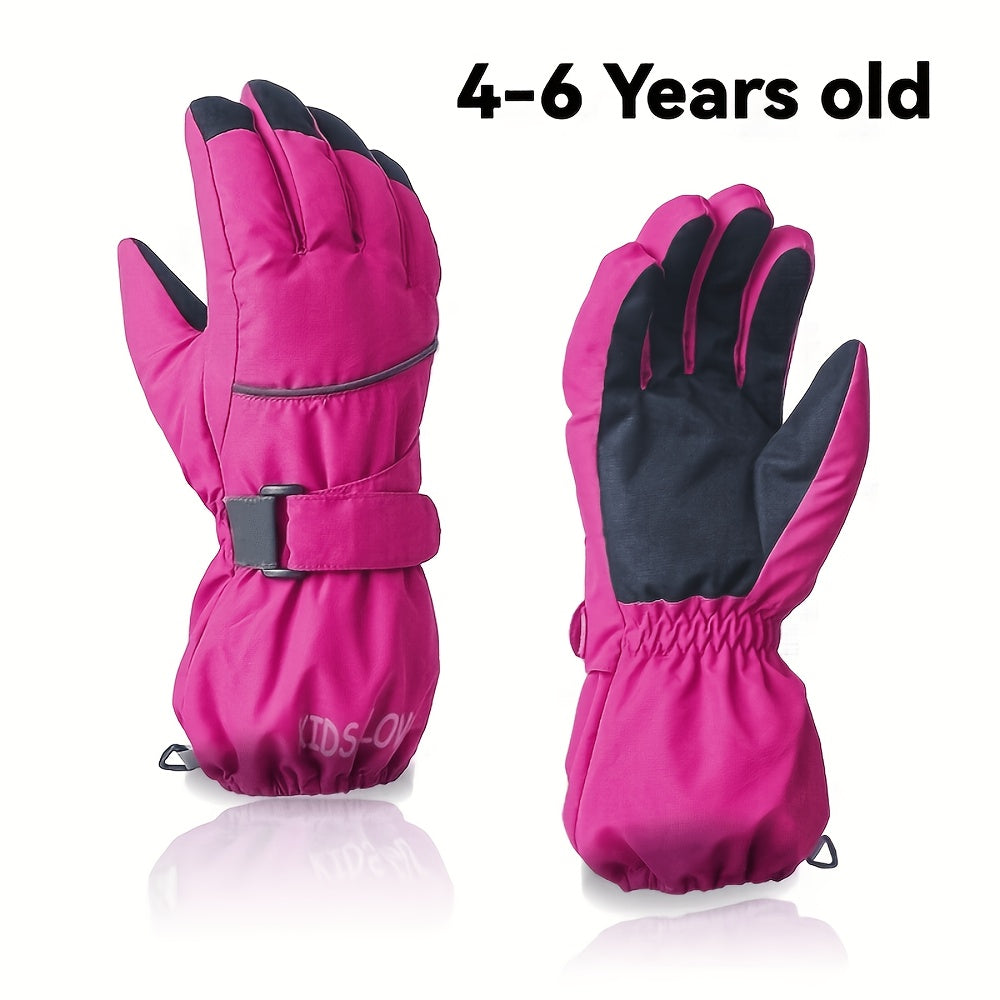 Gants enfant roses, taille 4-6 ans, vue de face et de la paume