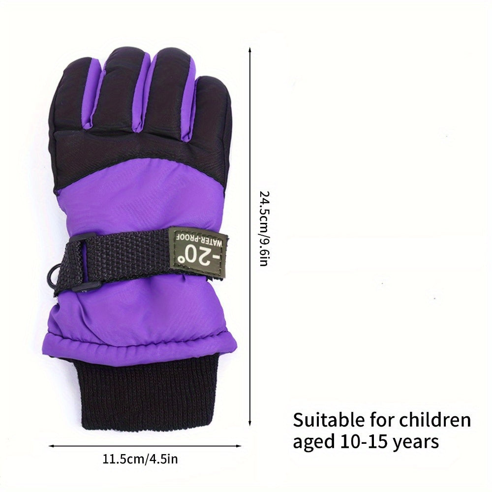 Gants de ski enfant violet, taille 10-15 ans avec mesures
