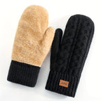 Gants moufle femme noir, doublure intérieure moelleuse visible