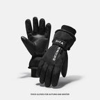 Gants de ski noirs, paume texturée antidérapante en vue rapprochée