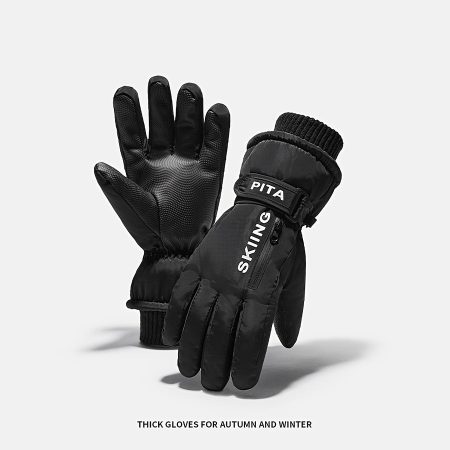 Gants de ski noirs, paume texturée antidérapante en vue rapprochée