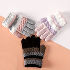 Gants enfant maternelle, tricot rayé
