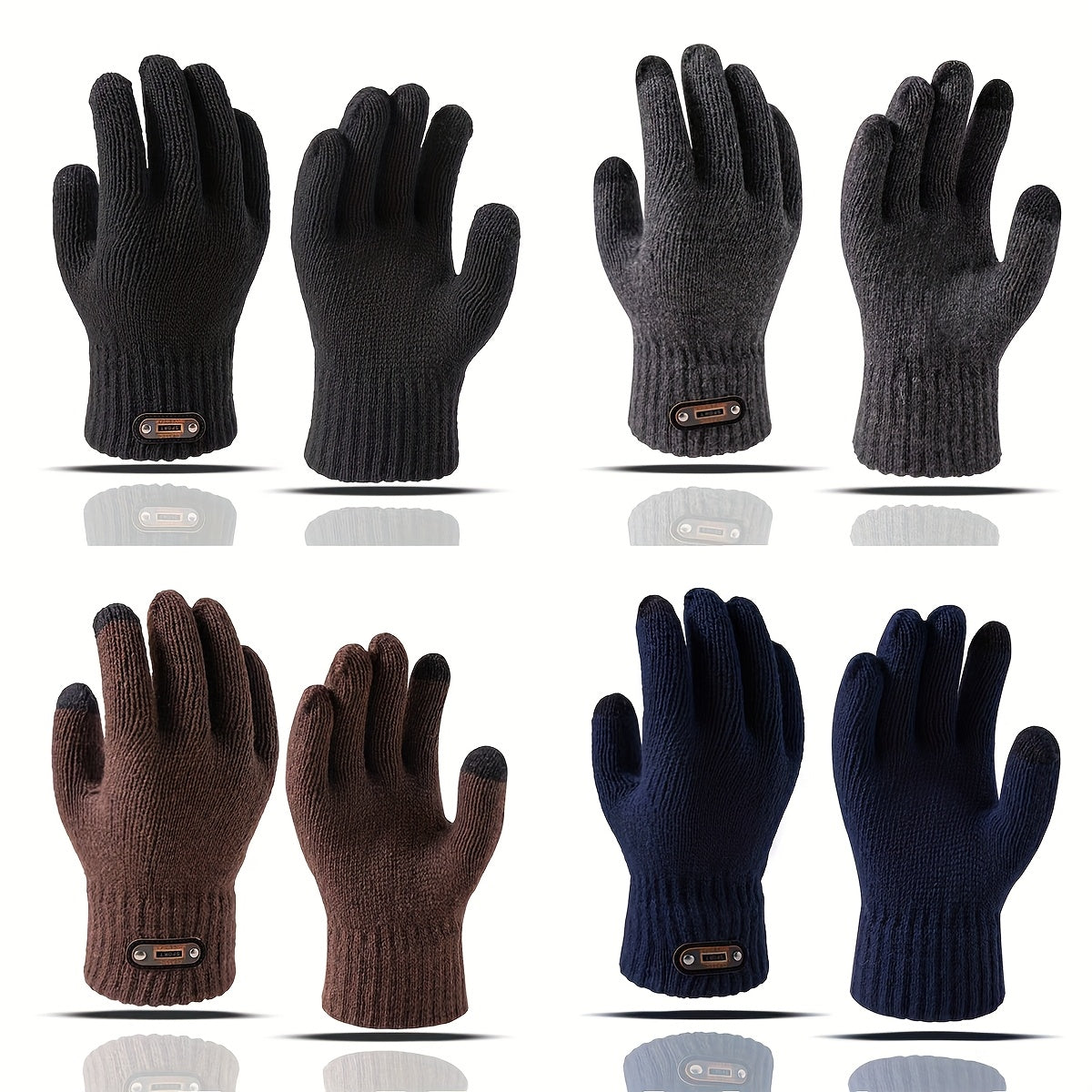 Gants homme noir portés, tenant un smartphone