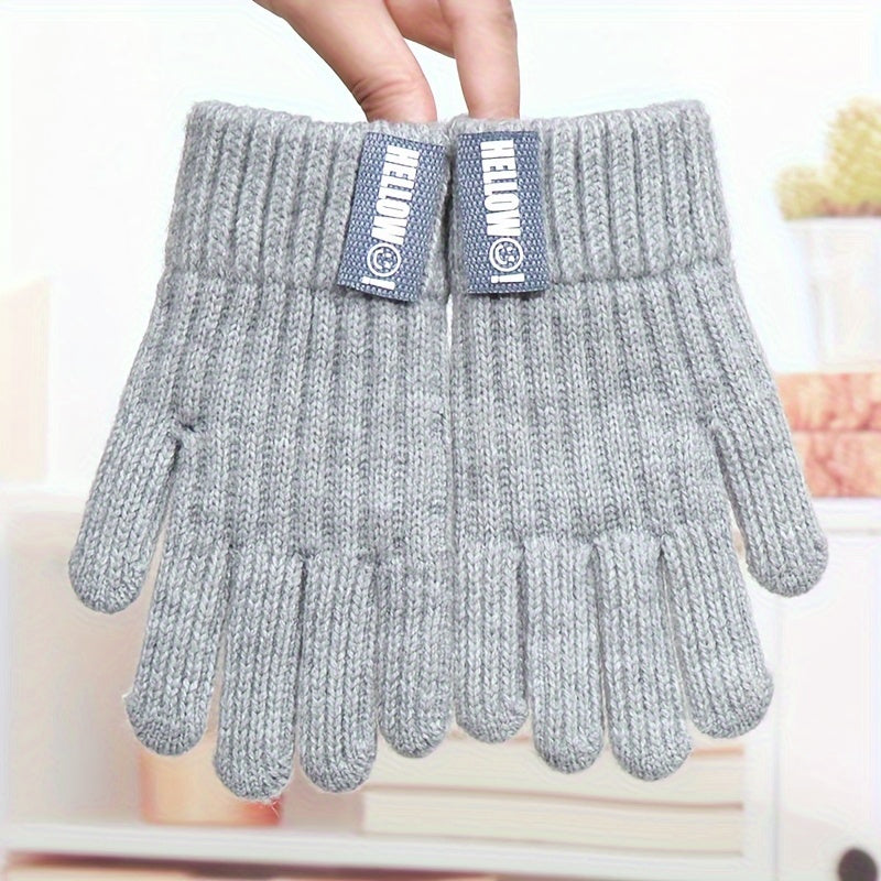 Gants enfant coloris gris, laine tricotée